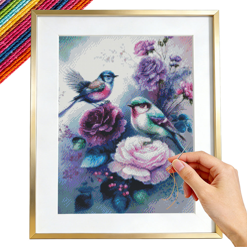 Embroidery Guide Paper - 11CT 크로스 스티치 장미 꽃 프린트