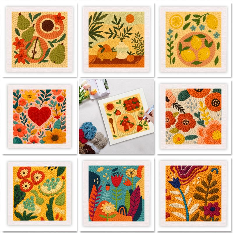 Embroidery Ideas For Bags - 가티즈토리 펀치 니들 스타터 키트 (후프,