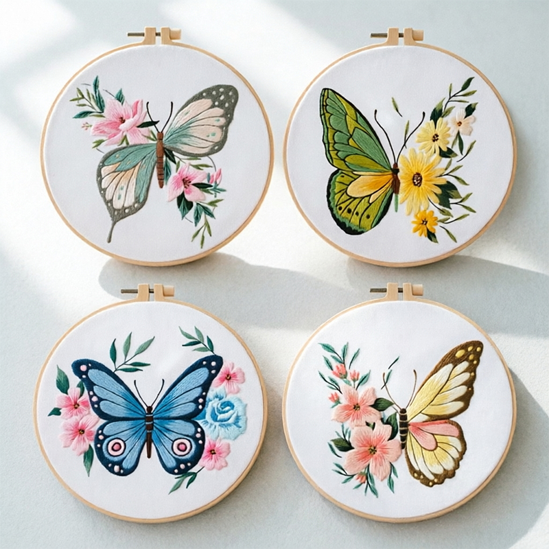 Embroidery Needle - 1개 20X20CM 7.87인치 자수 나비 키트,