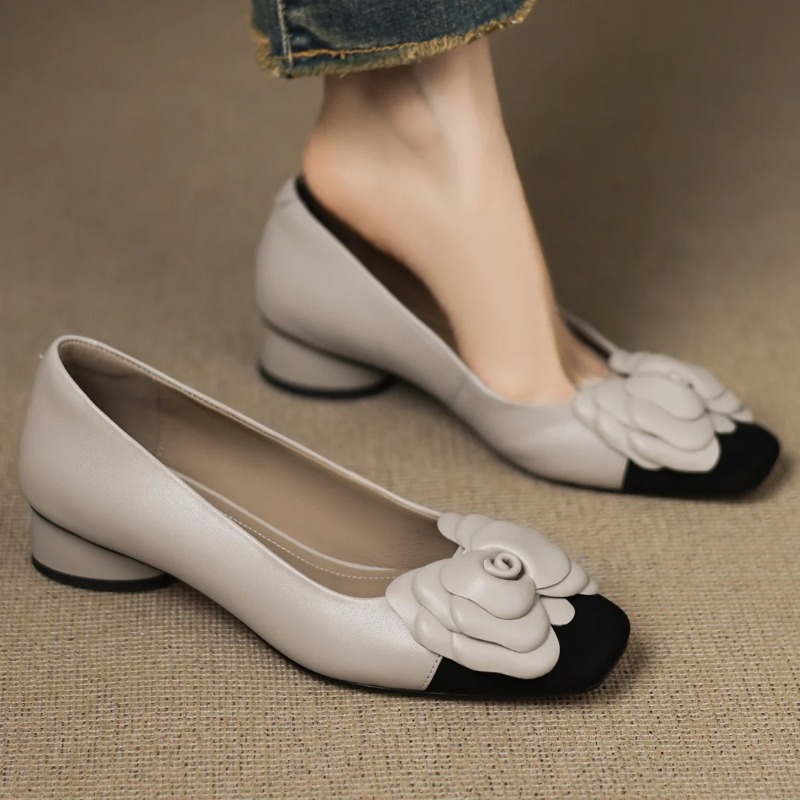 Embroidery Flat Shoes - 플러스 사이즈 34-41 여성용 양가죽 믹스