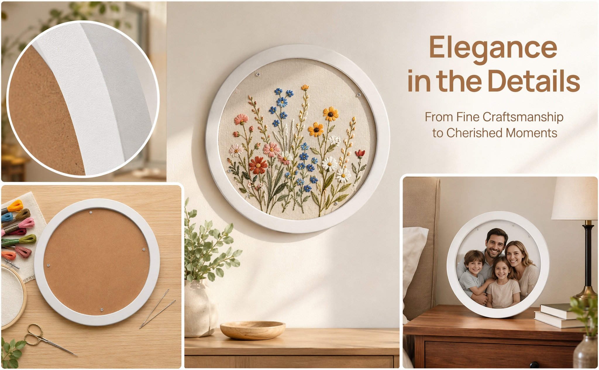 Embroidery Frame - 14인치 원형 자수 전시 프레임, 튼튼한