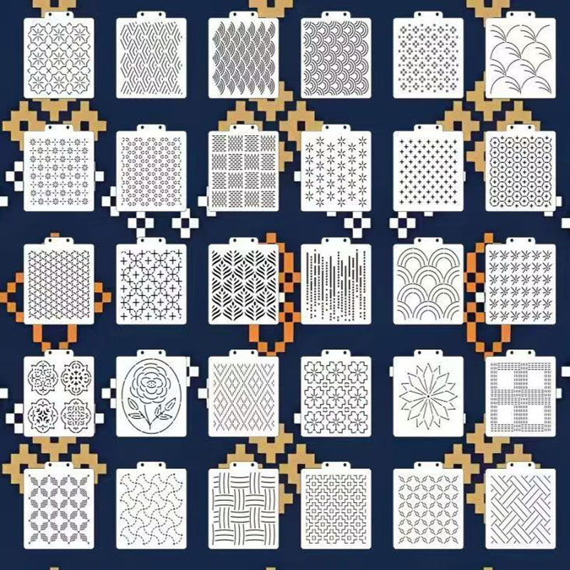 Embroidery And Quilting - 30Pcs 사시코 스텐실 세트, 플라스틱 기하학적