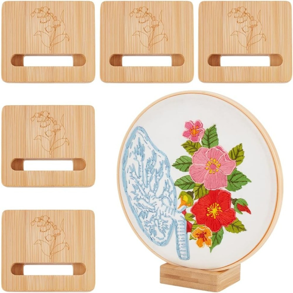 Embroidery Flower Pattern - 6개 자수틀 직사각형 디스플레이 스탠드 나무