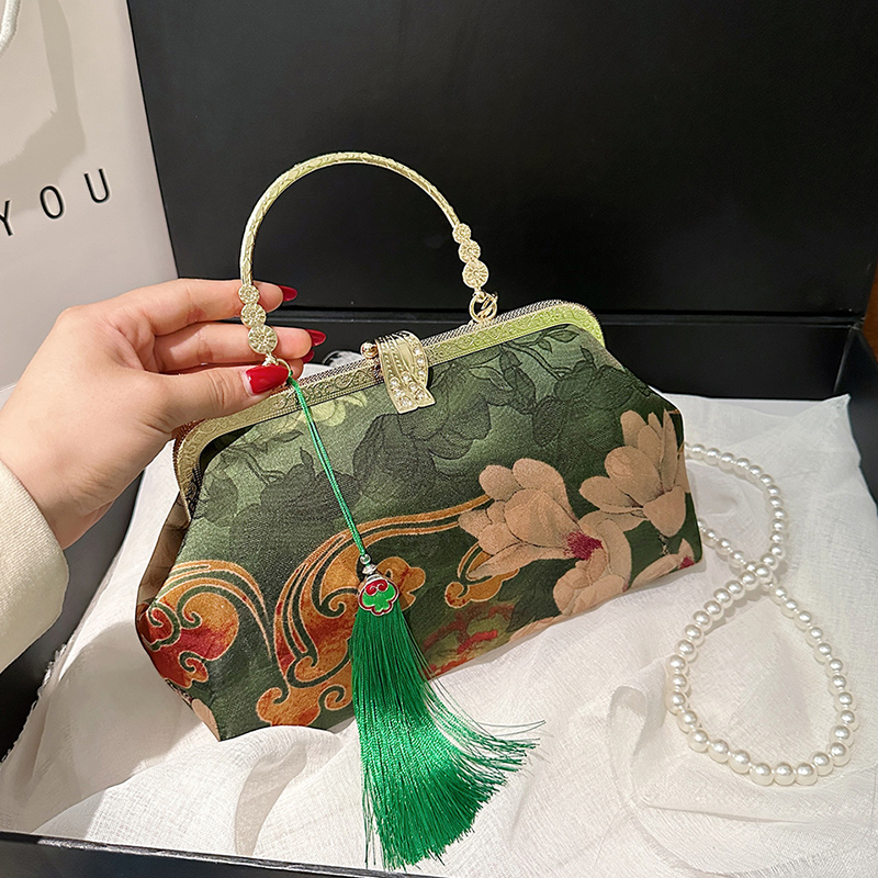 세련된 자수 숄더백 여성 패션 메탈 핸들 퍼스 롱 체인 - Embroidery Ideas For Bags 리뷰 및 가격