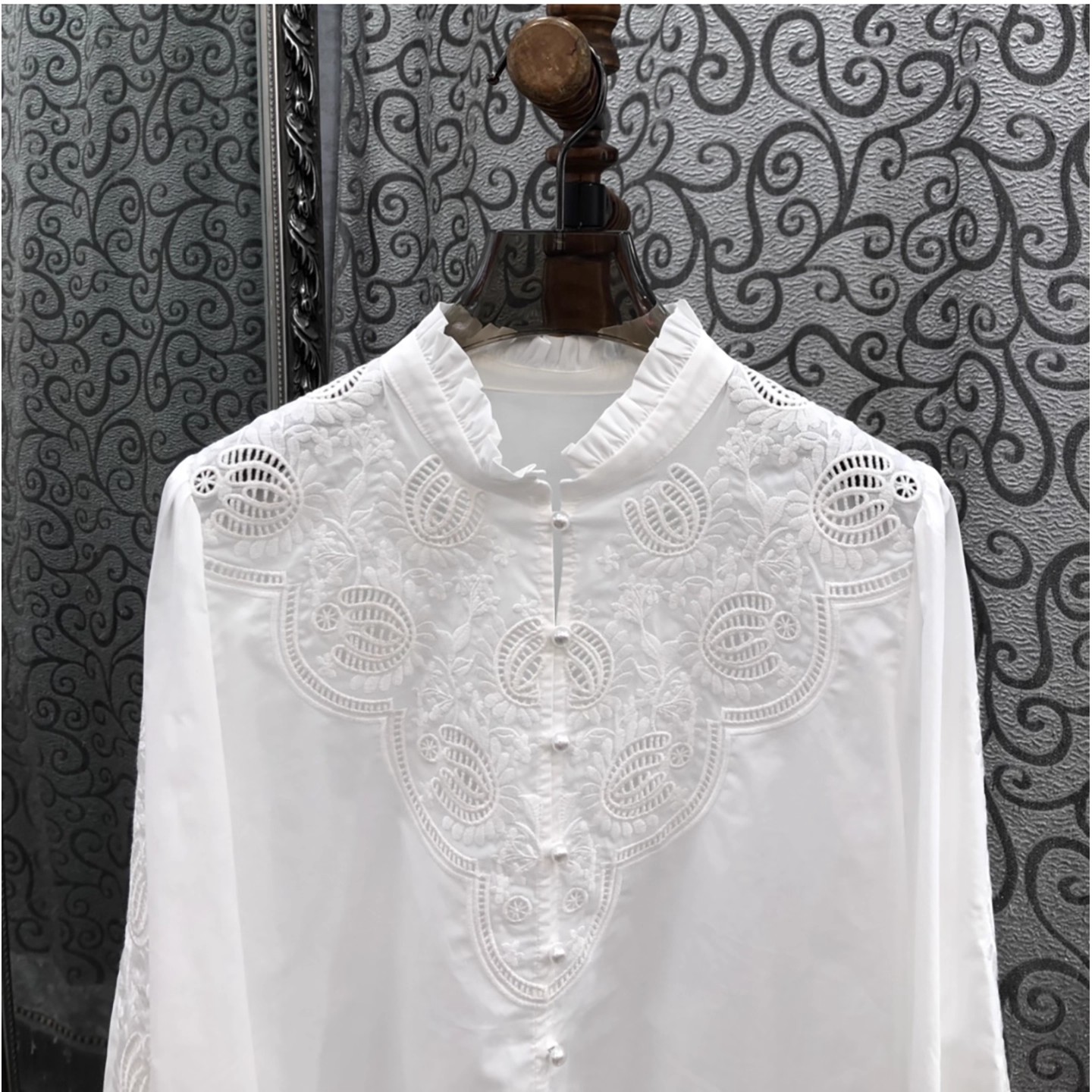 100% 순면 셔츠 2025 가을 스타일 여성용 정교한 - Embroidery Flower Pattern 리뷰 및 가격