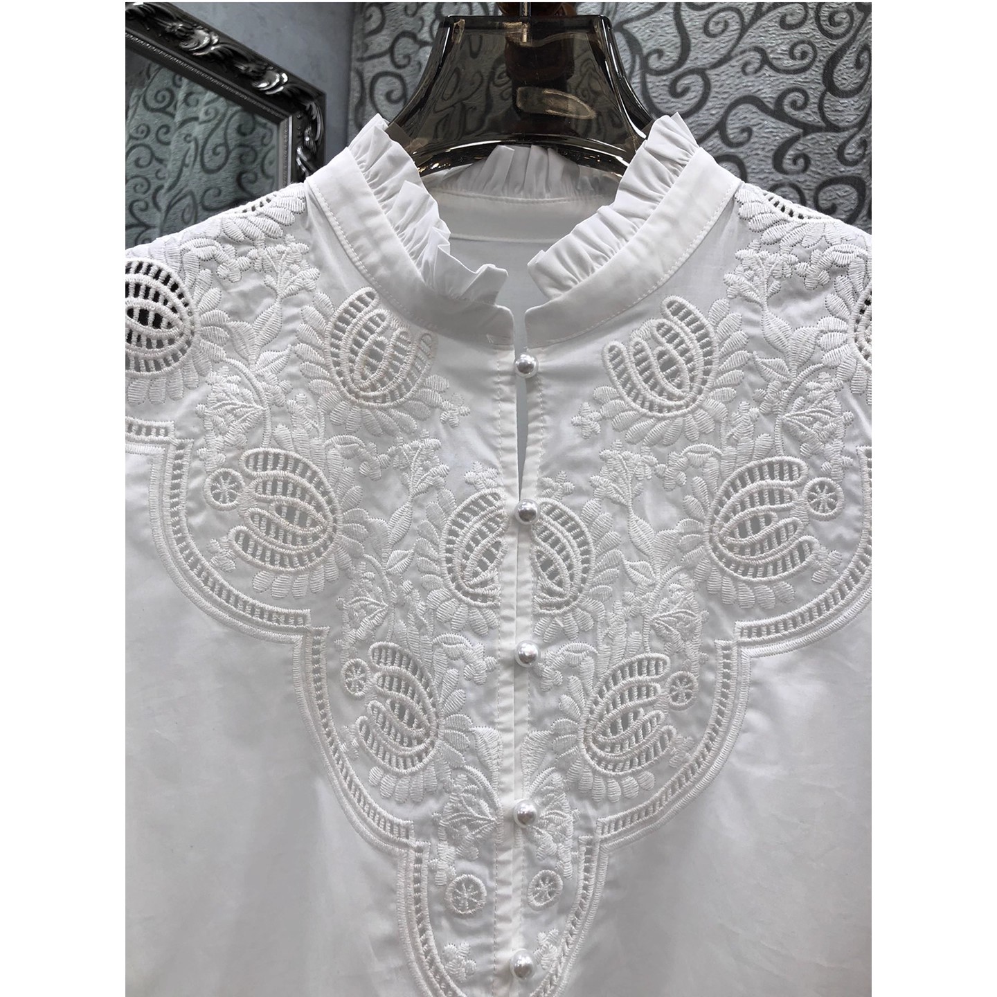 100% 순면 셔츠 2025 가을 스타일 여성용 정교한 - Embroidery Flower Pattern 리뷰 및 가격