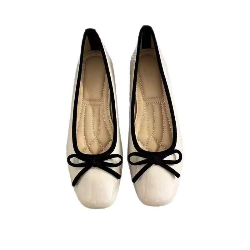 여성 발레 플랫 스퀘어 토 보우 노트 슬립온 에나멜 광 - Embroidery Flat Shoes 리뷰 및 가격