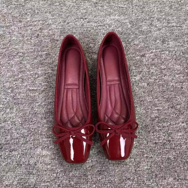 여성 발레 플랫 스퀘어 토 보우 노트 슬립온 에나멜 광 - Embroidery Flat Shoes 리뷰 및 가격