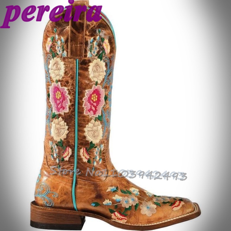 자수 꽃 부츠 로즈 가든 Botas Mid-Calf 브 - Embroidery Flower 리뷰 및 가격