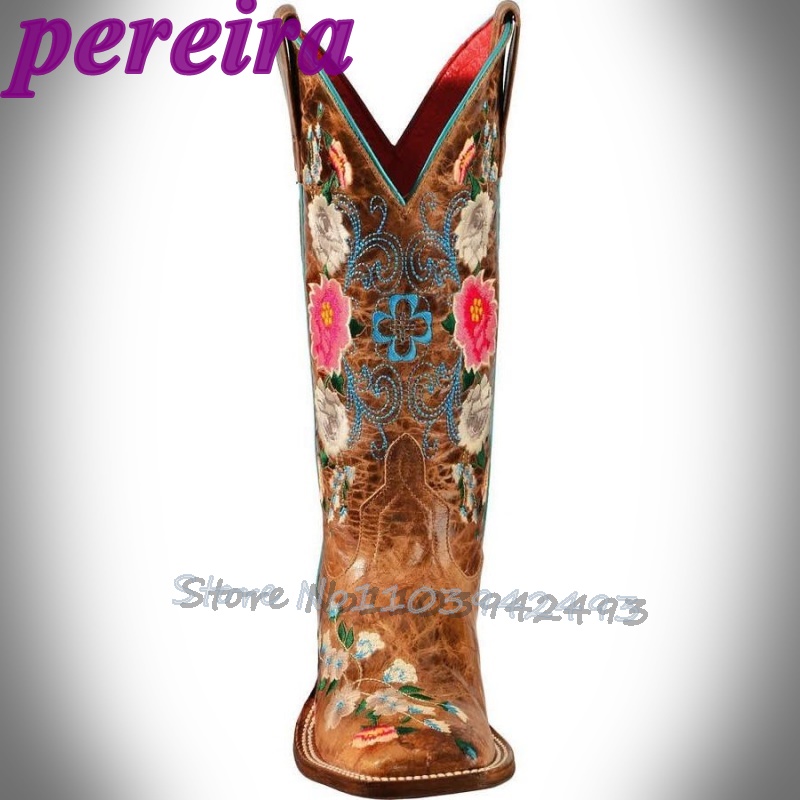 자수 꽃 부츠 로즈 가든 Botas Mid-Calf 브 - Embroidery Flower 리뷰 및 가격