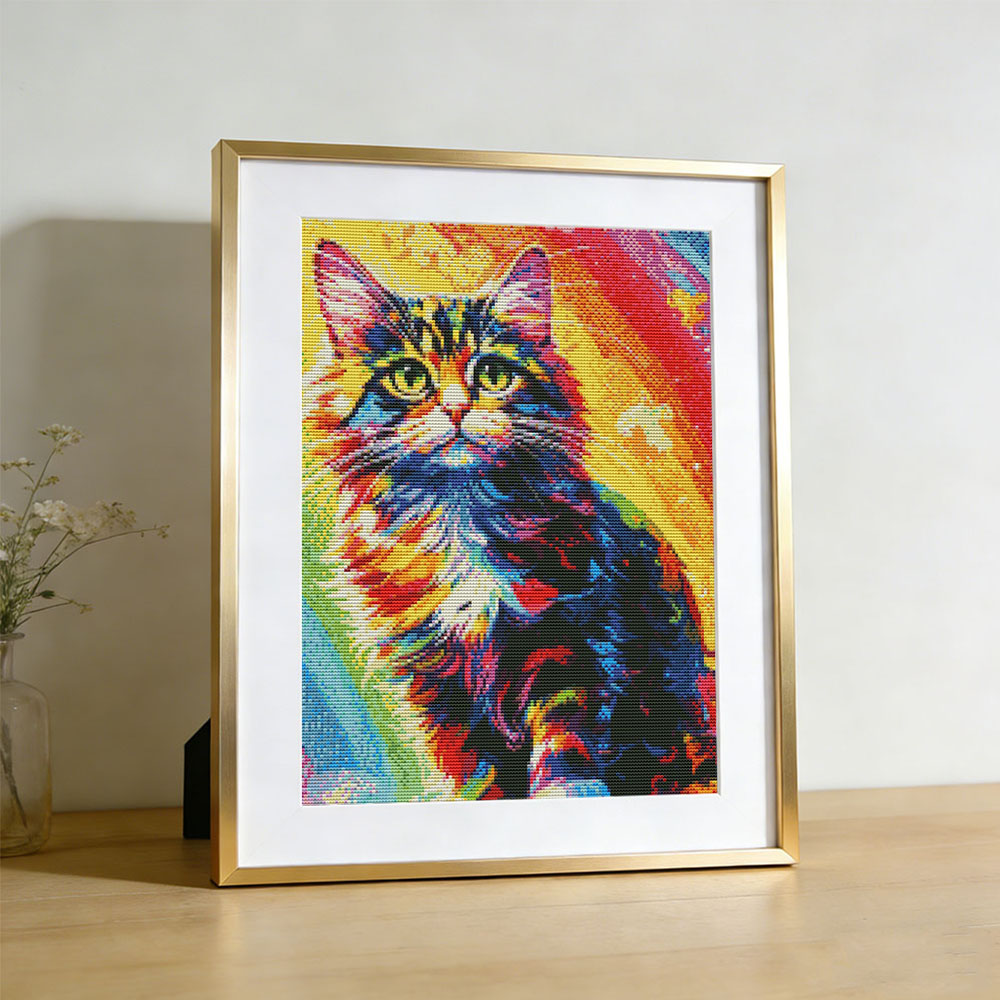 11CT 크로스 스티치 고양이 다채로운 동물 자수 키트 - Embroidery Guide Paper 리뷰 및 가격