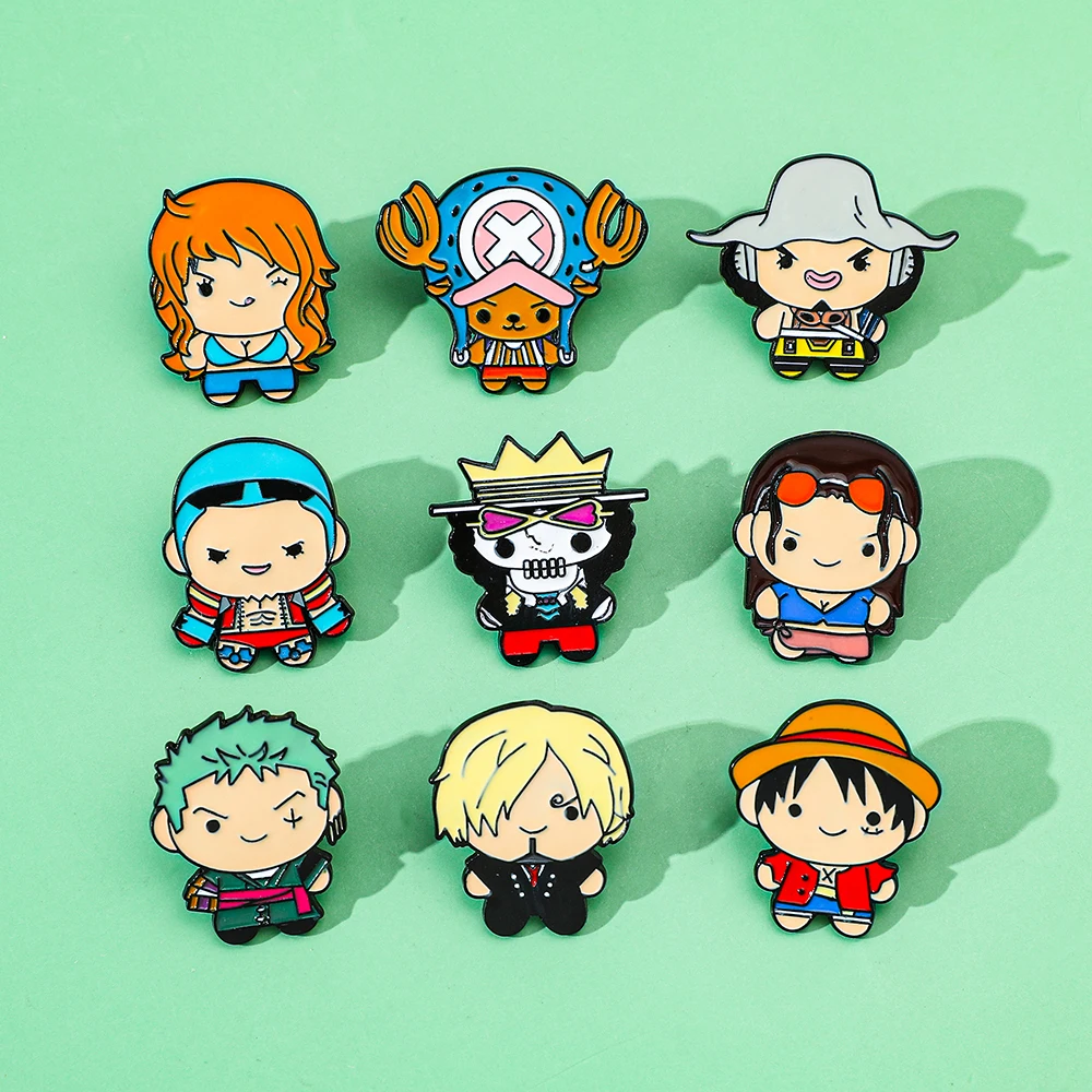 9 Pcs 크리 에이 티브 만화 브로치 애니메이션 원피 - Embroidery Wallpaper 리뷰 및 가격
