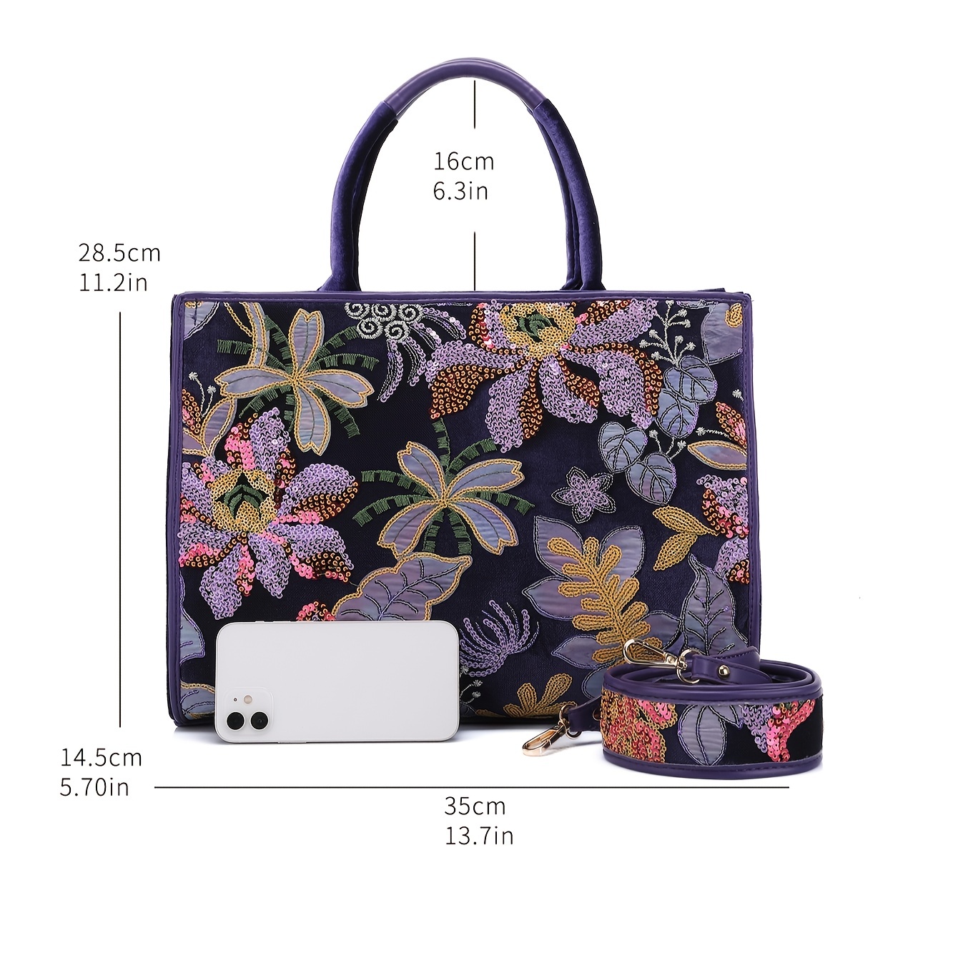 여성용 반짝이는 스팽글 패턴 핸드백 크로스바디 및 숄더 - Embroidery Flower Pattern 리뷰 및 가격