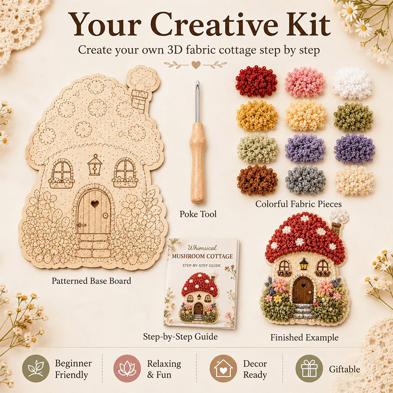 3D 버섯집 포케 아트 DIY 키트 패브릭 펀치 니들  - Embroidery Needle 리뷰 및 가격