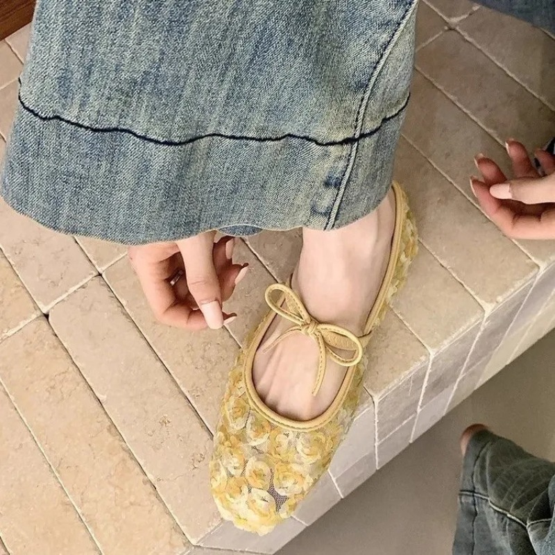 부드러운 뉴 차이니즈 로즈 메쉬 메리제인 슈즈 2026 - Embroidery Flat Shoes 리뷰 및 가격