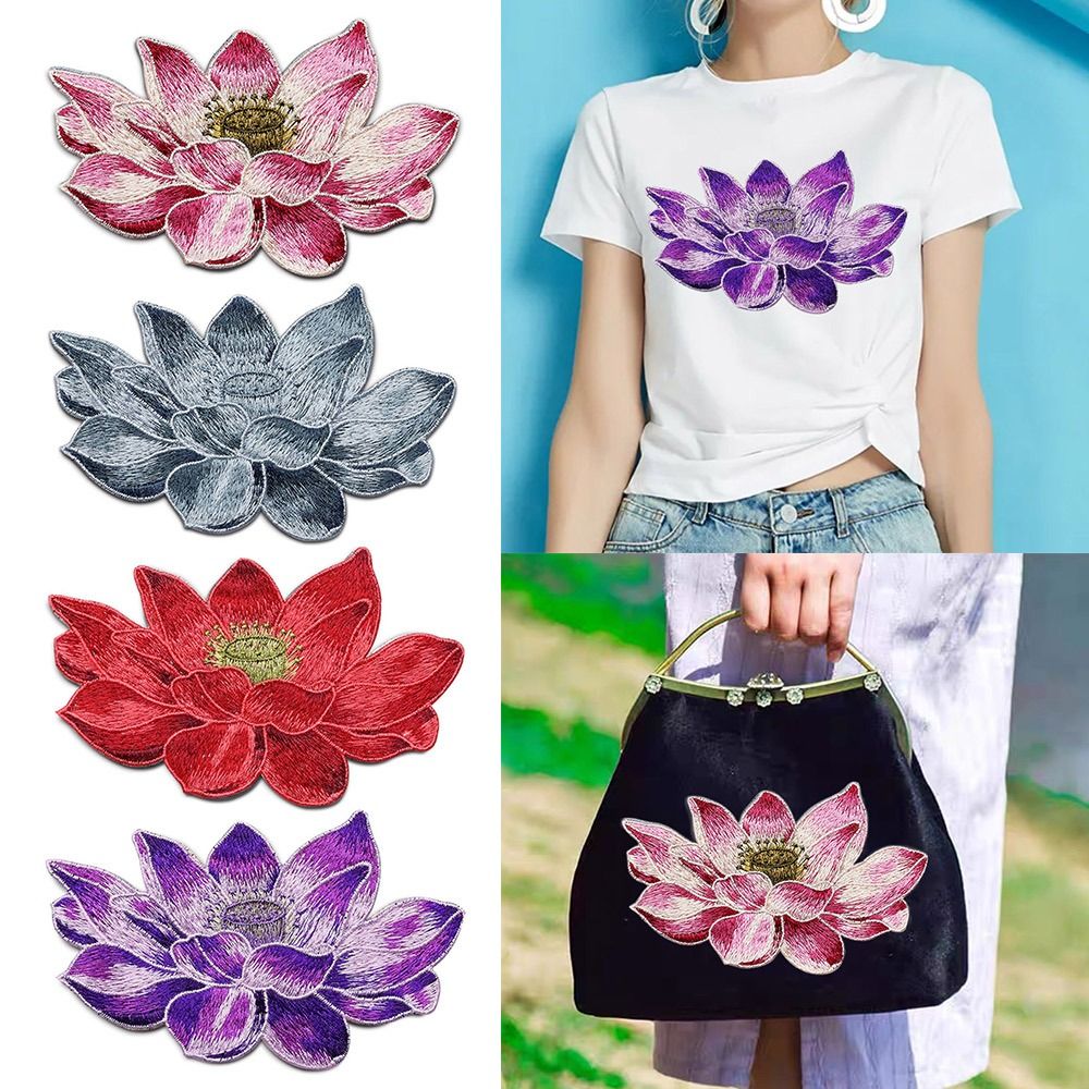 부드러운 연꽃 패치 자수 DIY 가방 아플리케, 의류  - Embroidery Flower Pattern 리뷰 및 가격