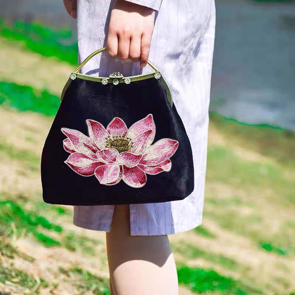 부드러운 연꽃 패치 자수 DIY 가방 아플리케, 의류  - Embroidery Flower Pattern 리뷰 및 가격