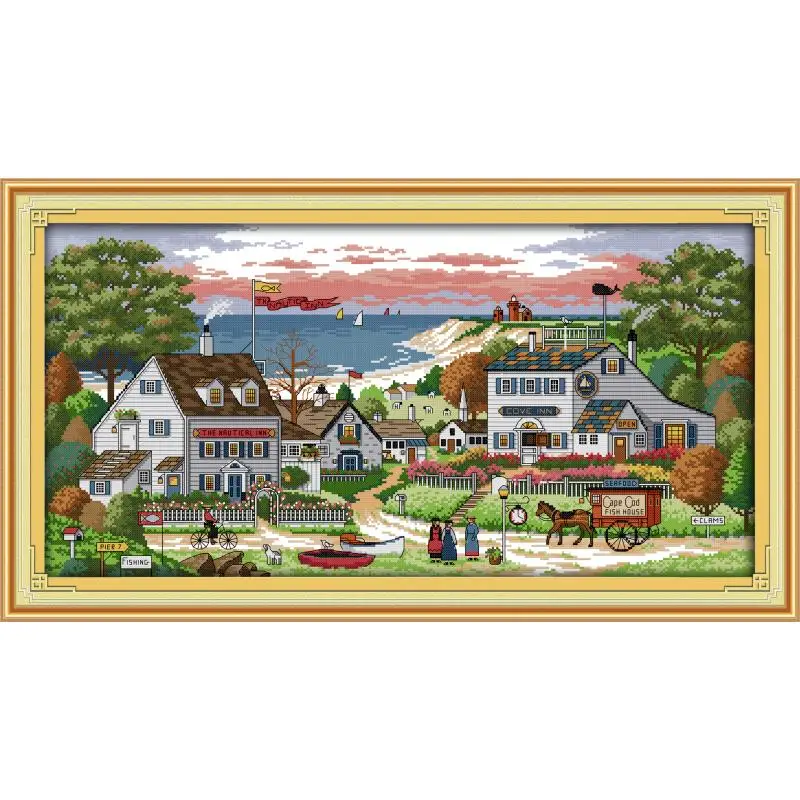 편안한 분위기의 베이 해변 빌라 패턴, 11CT 및 1 - Embroidery X Pattern 리뷰 및 가격