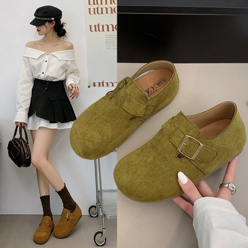 여성용 스웨이드 클로즈드 백 버켄 슈즈, 사각 메탈 버 - Embroidery Flat Shoes 리뷰 및 가격