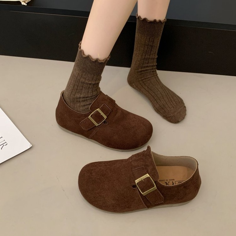 여성용 스웨이드 클로즈드 백 버켄 슈즈, 사각 메탈 버 - Embroidery Flat Shoes 리뷰 및 가격