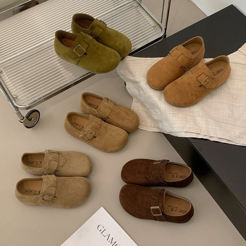 여성용 스웨이드 클로즈드 백 버켄 슈즈, 사각 메탈 버 - Embroidery Flat Shoes 리뷰 및 가격