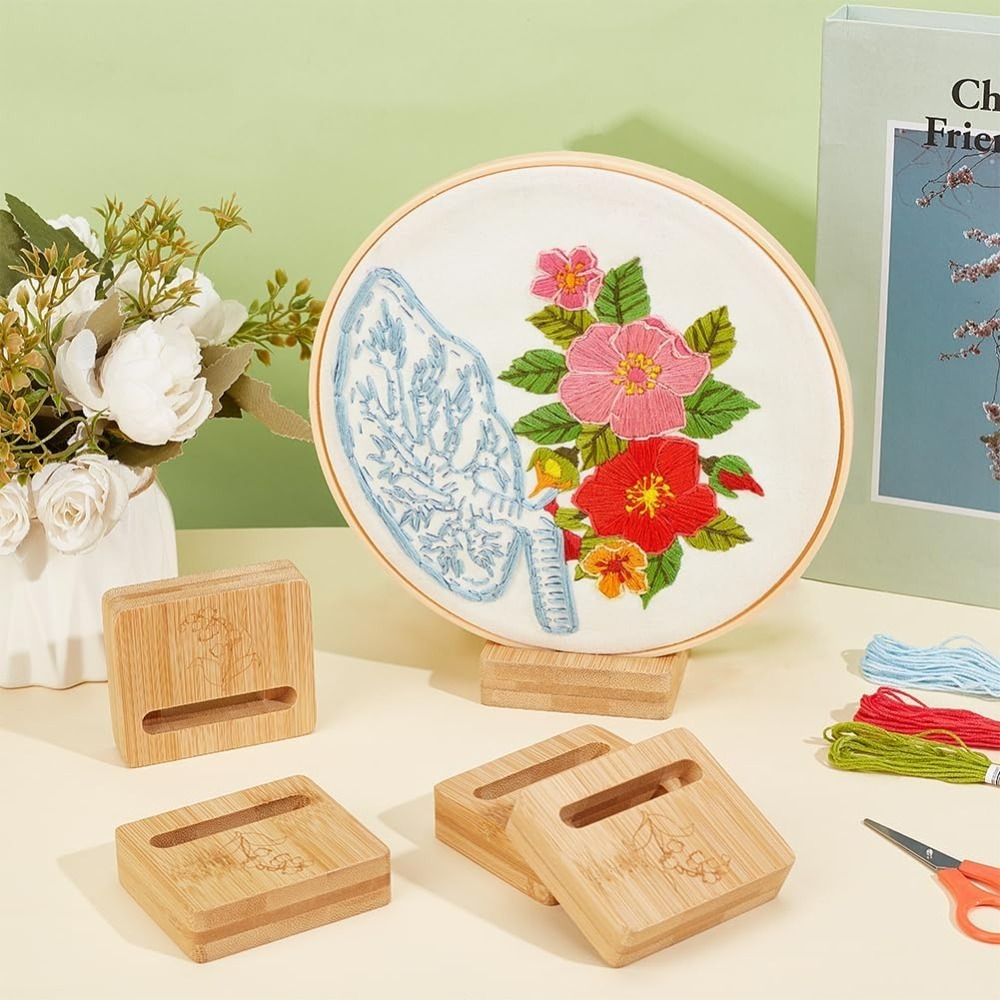 6개 자수틀 직사각형 디스플레이 스탠드 나무 틀 이젤  - Embroidery Flower Pattern 리뷰 및 가격