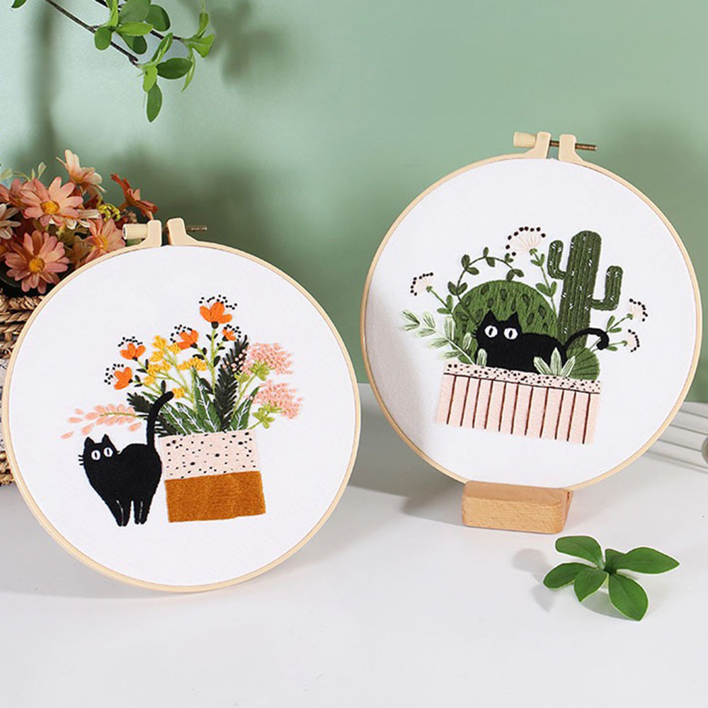검은 고양이 디자인 자수 키트 |   초보자 친화적인  - Embroidery Ideas For Bags 리뷰 및 가격